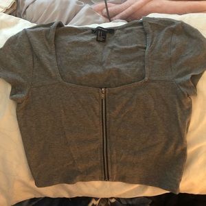 FOREVER 21 zip up crop top